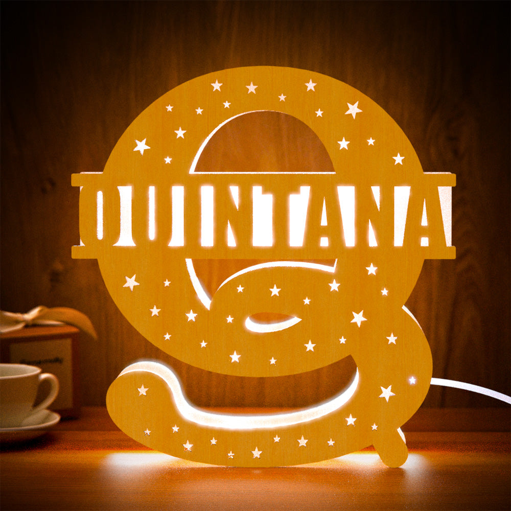Personalized Initial Wooden Night Light