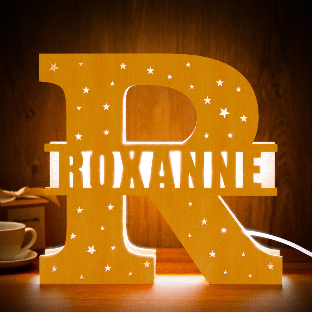 Personalized Initial Wooden Night Light