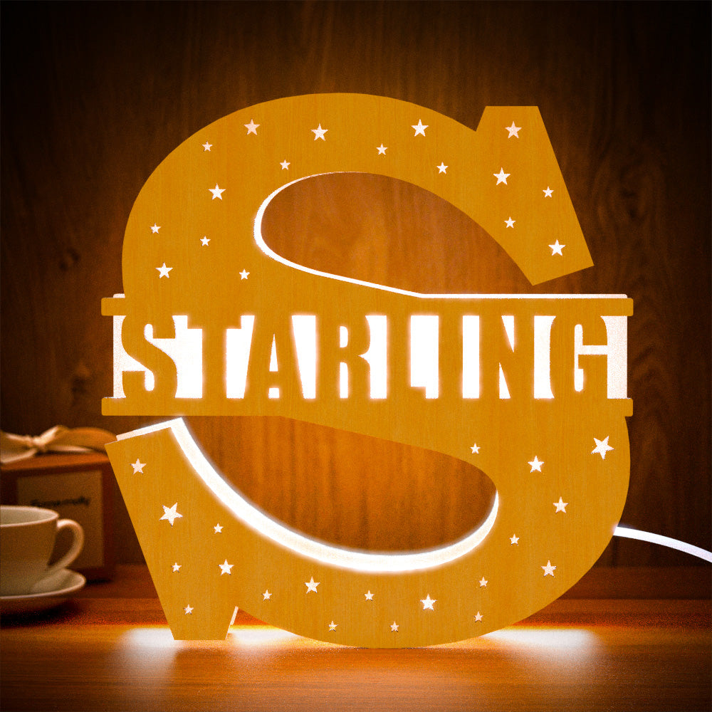 Personalized Initial Wooden Night Light