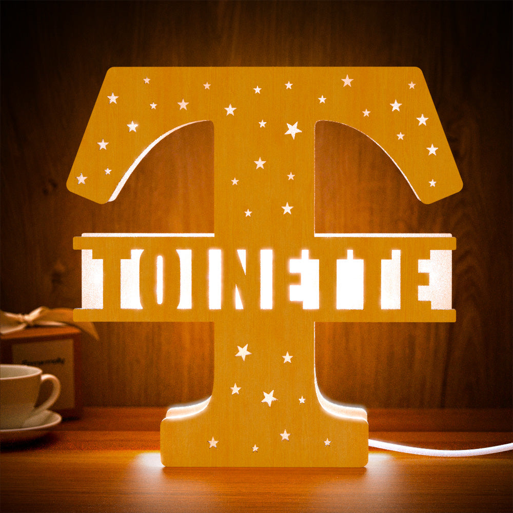 Personalized Initial Wooden Night Light