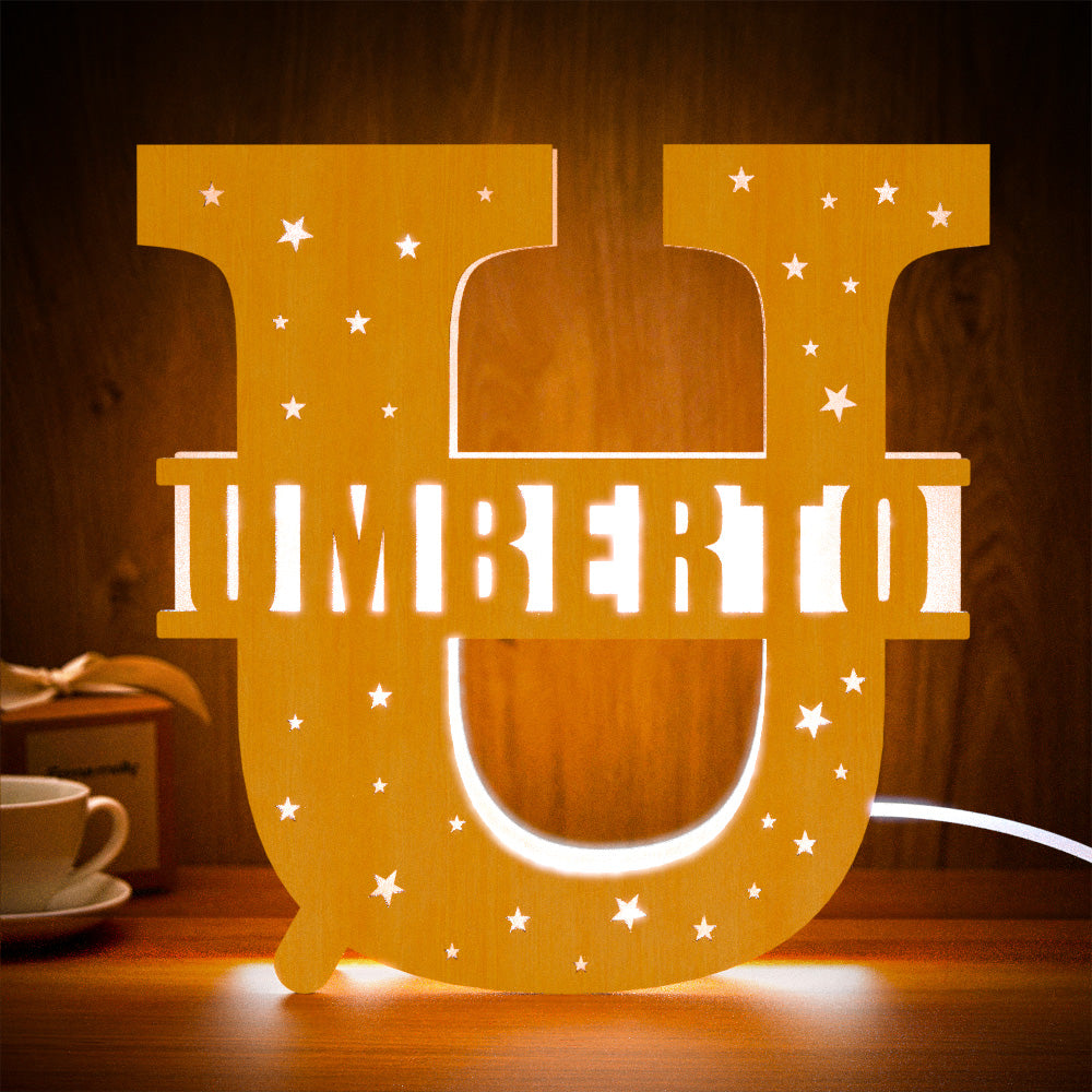 Custom Initial Wooden Night Light