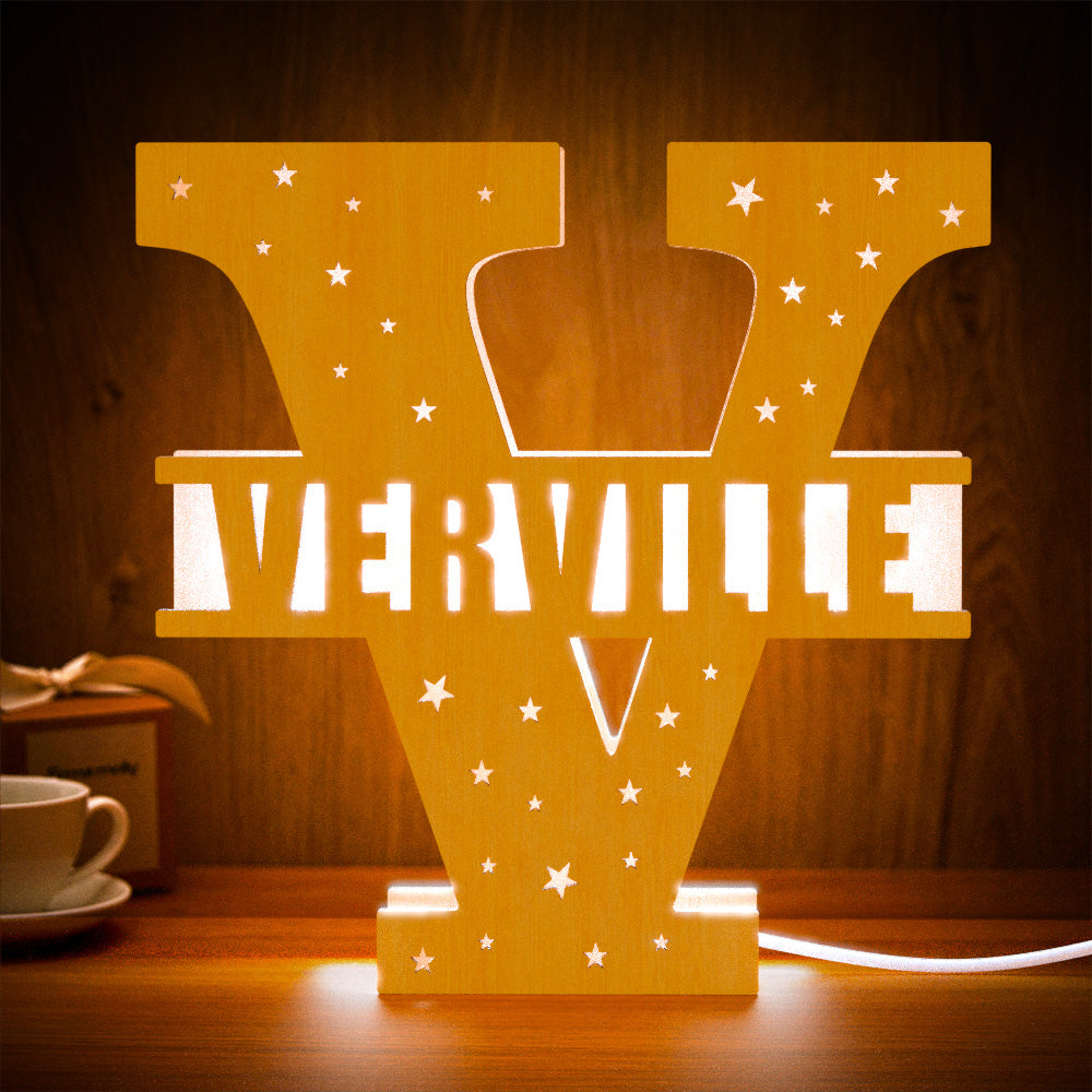 Personalized Initial Wooden Night Light