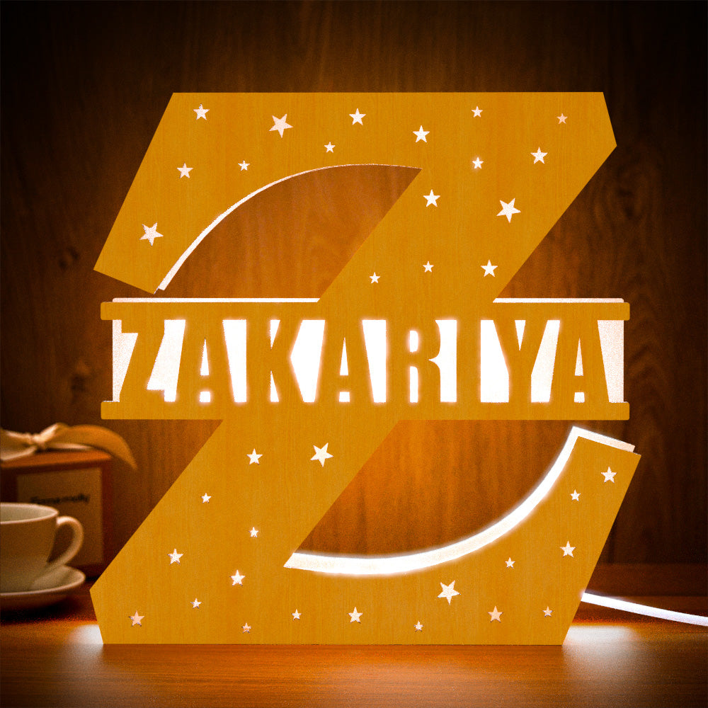 Personalized Initial Wooden Night Light