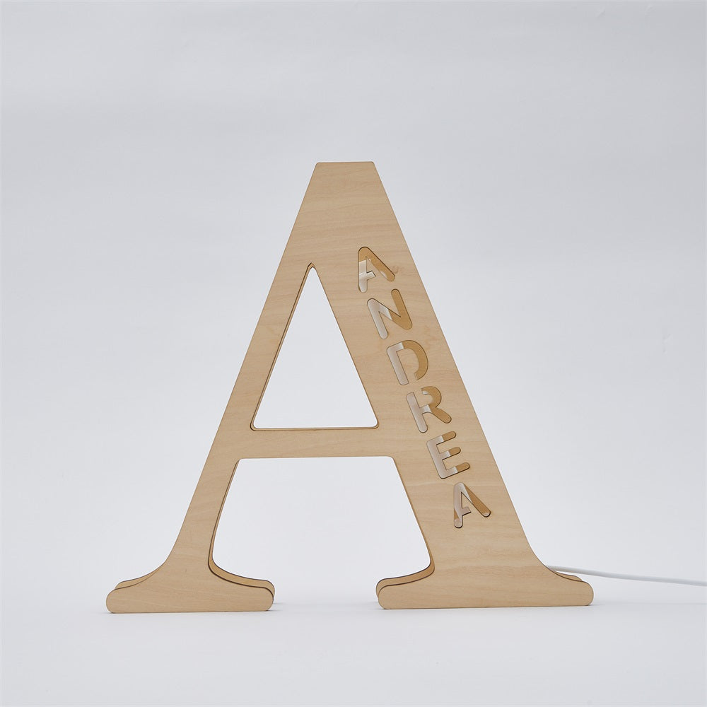 Personalized Wooden Letter Night Light 28CM