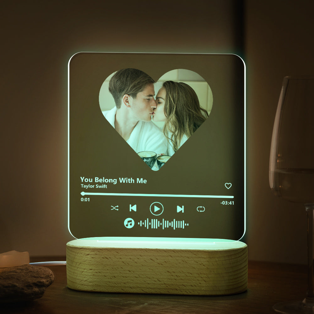 Custom Music Heart Seven Color Night Light