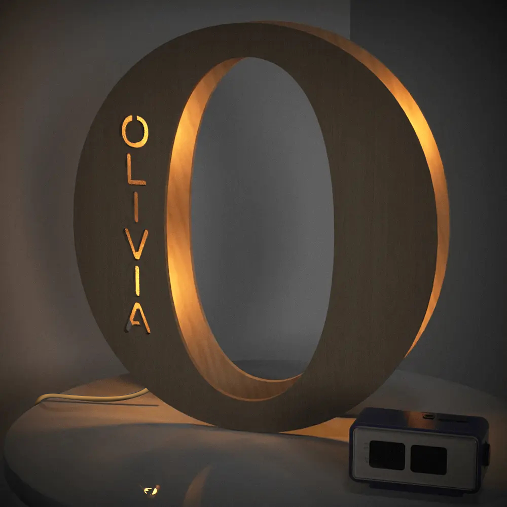 Custom Wooden Alphabet Night Light 19CM