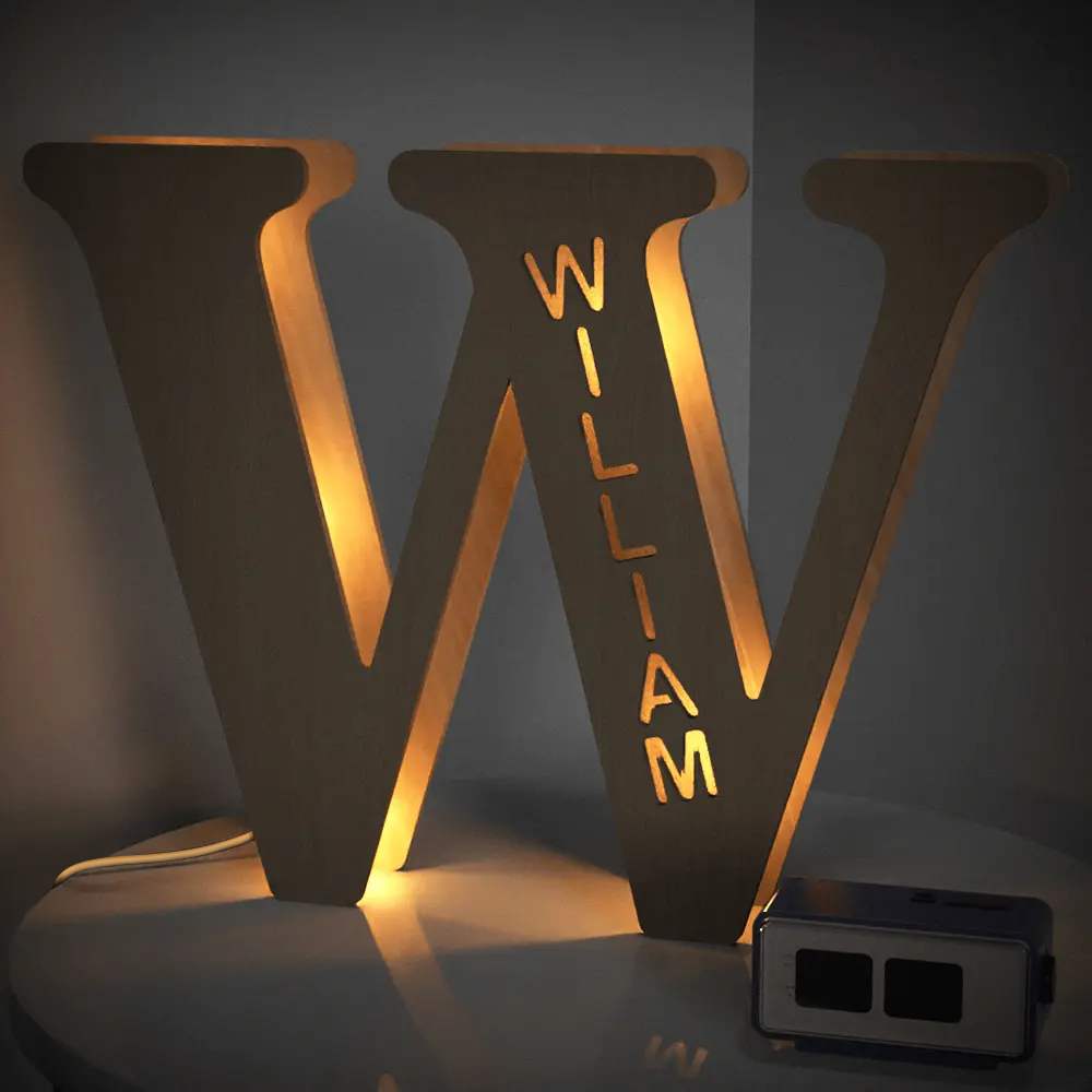 Custom Wooden Alphabet Night Light 19CM