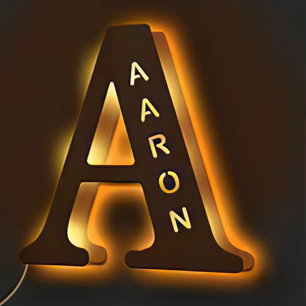 Custom Wooden Alphabet Night Light 19CM