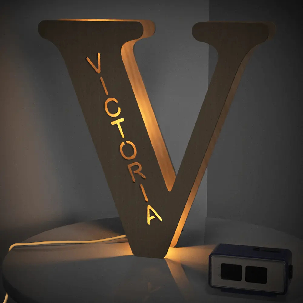 Custom Wooden Alphabet Night Light 19CM