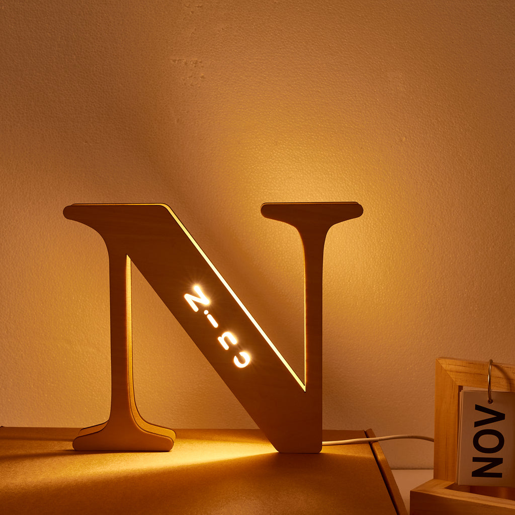 Custom Wooden Alphabet Night Light 19CM