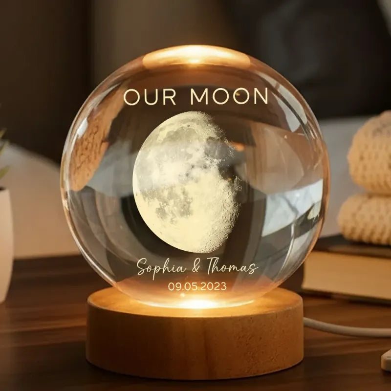 Personalized Moon Phase Crystal Night Light